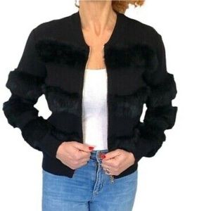 Stellah Black Cardigan with Fur